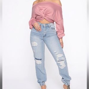 Fashion Nova Broken in Denim Joggers